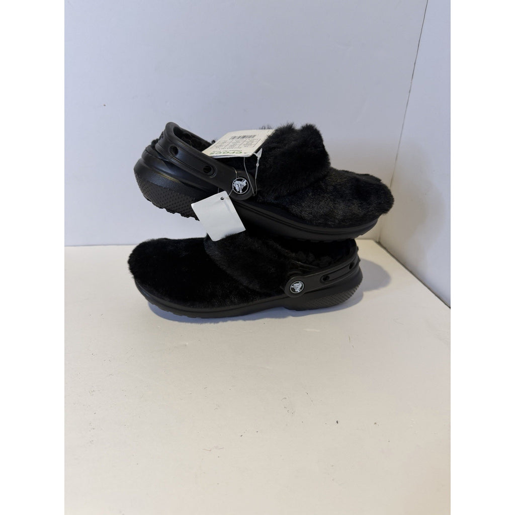 Size 5 Women - Black Crocs with fur