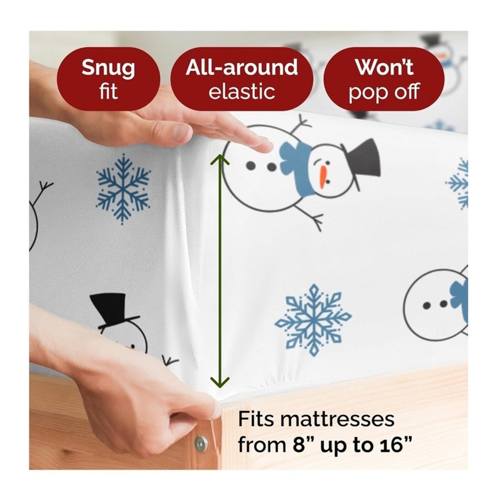 King 4 Piece Sheet Set Christmas Snowmen