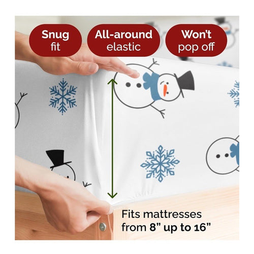 King 4 Piece Sheet Set Christmas Snowmen