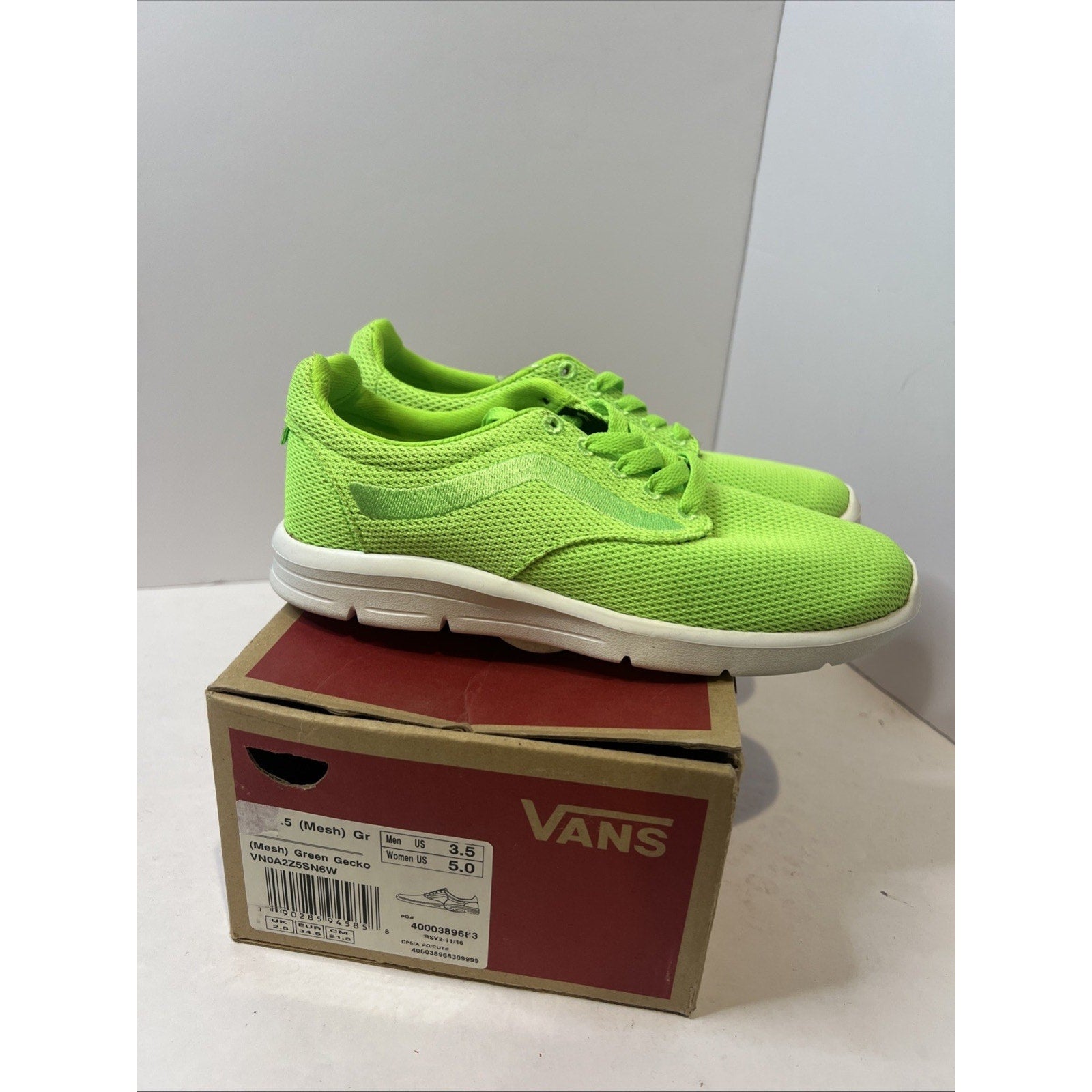 Size 3.5y - Vans Green Tennis Shoe
