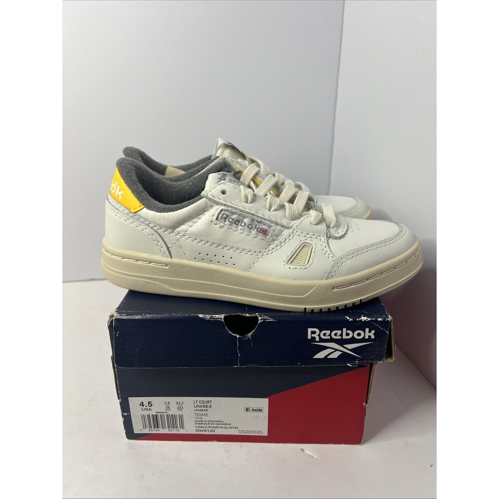 Size 4.5y - Reebok Lt Court Yellow