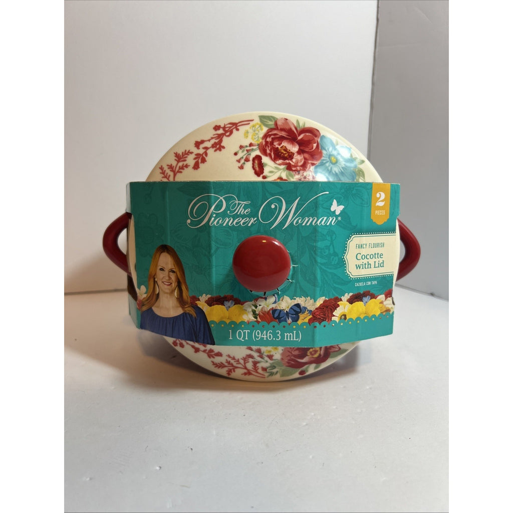 Pioneer Woman Pink Fancy Flourish Mini Casserole Stoneware Dish with Lid Floral