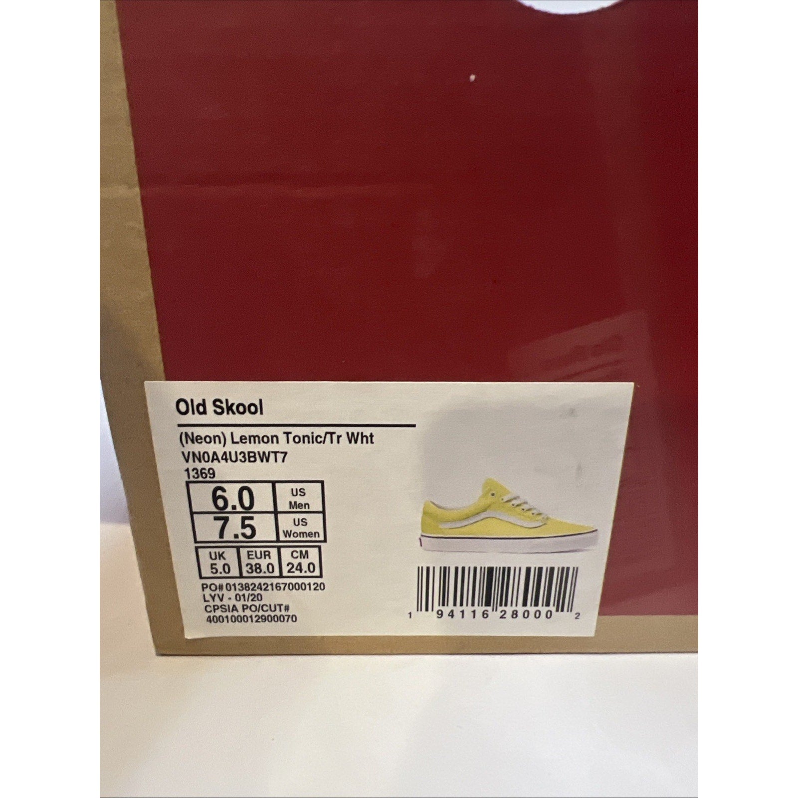 Size 6y - Vans Old Skool Yellow