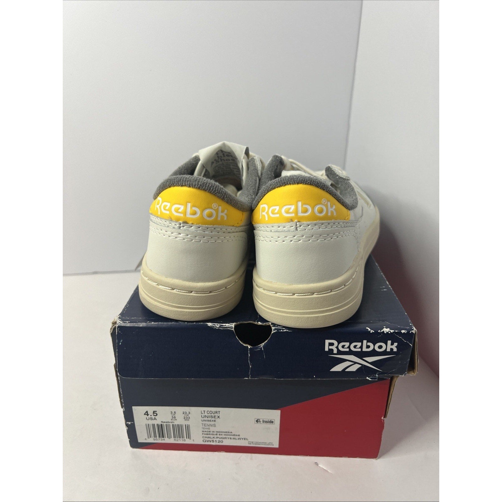 Size 4.5y - Reebok Lt Court Yellow