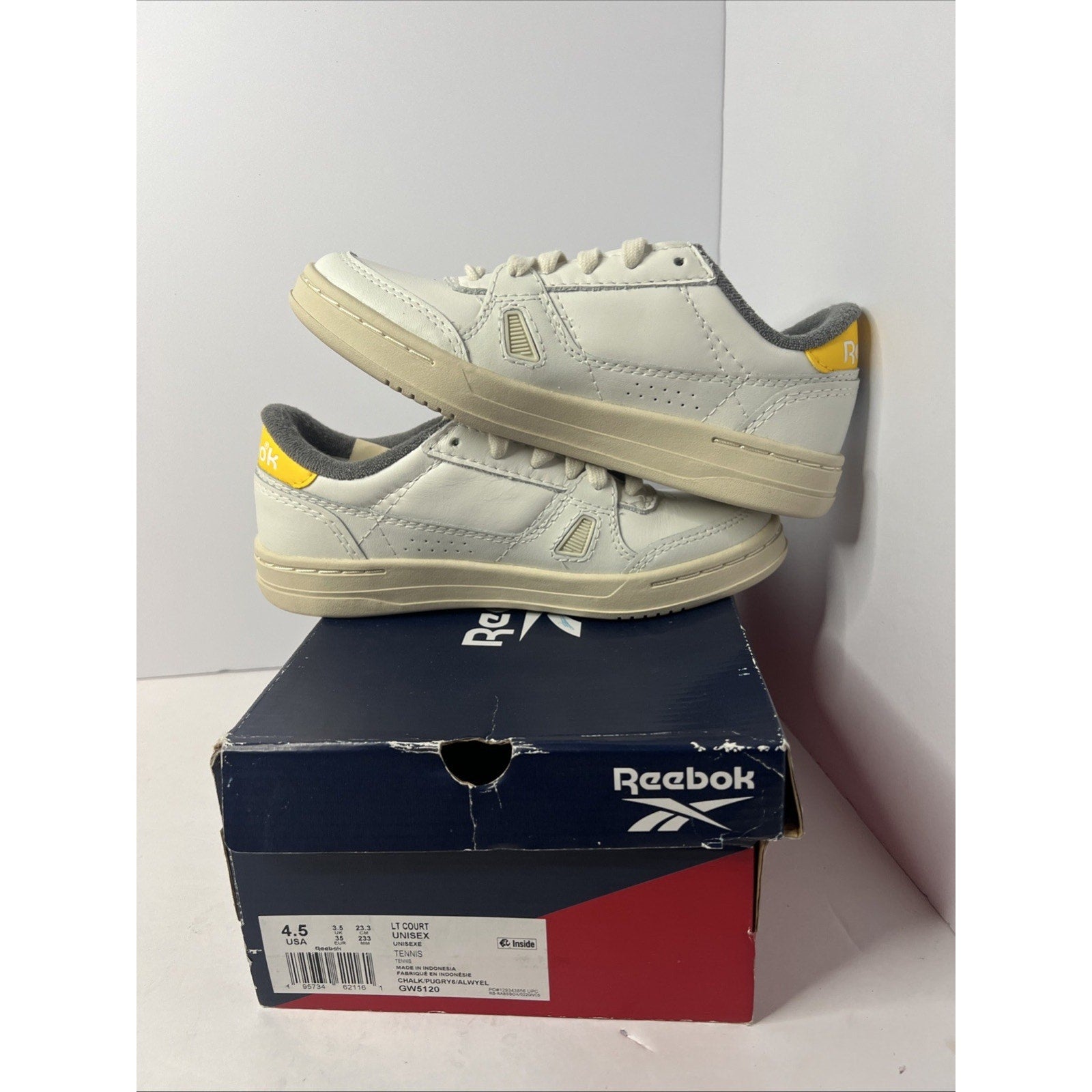 Size 4.5y - Reebok Lt Court Yellow