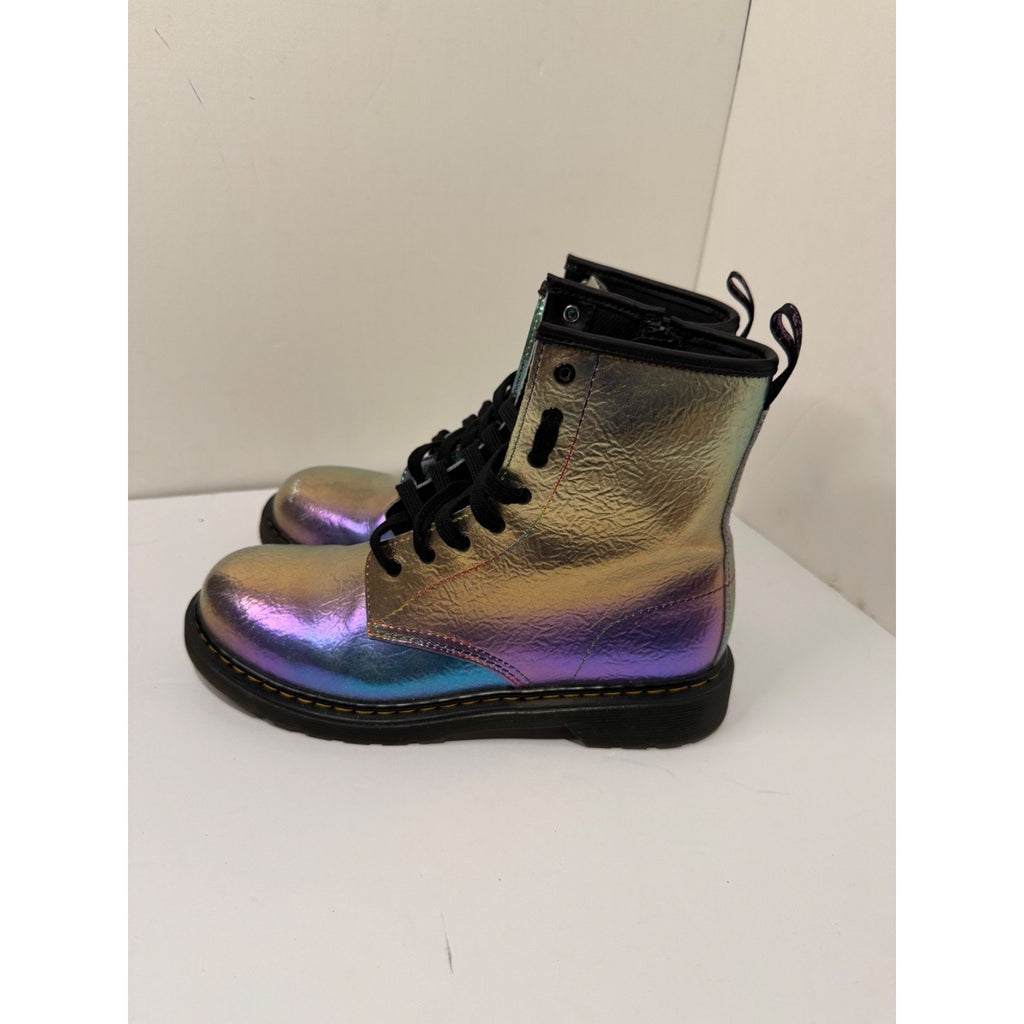 Dr Martens Junior 1460 Rainbow Crinkle Leather Lace Up Boots toddler Size 7