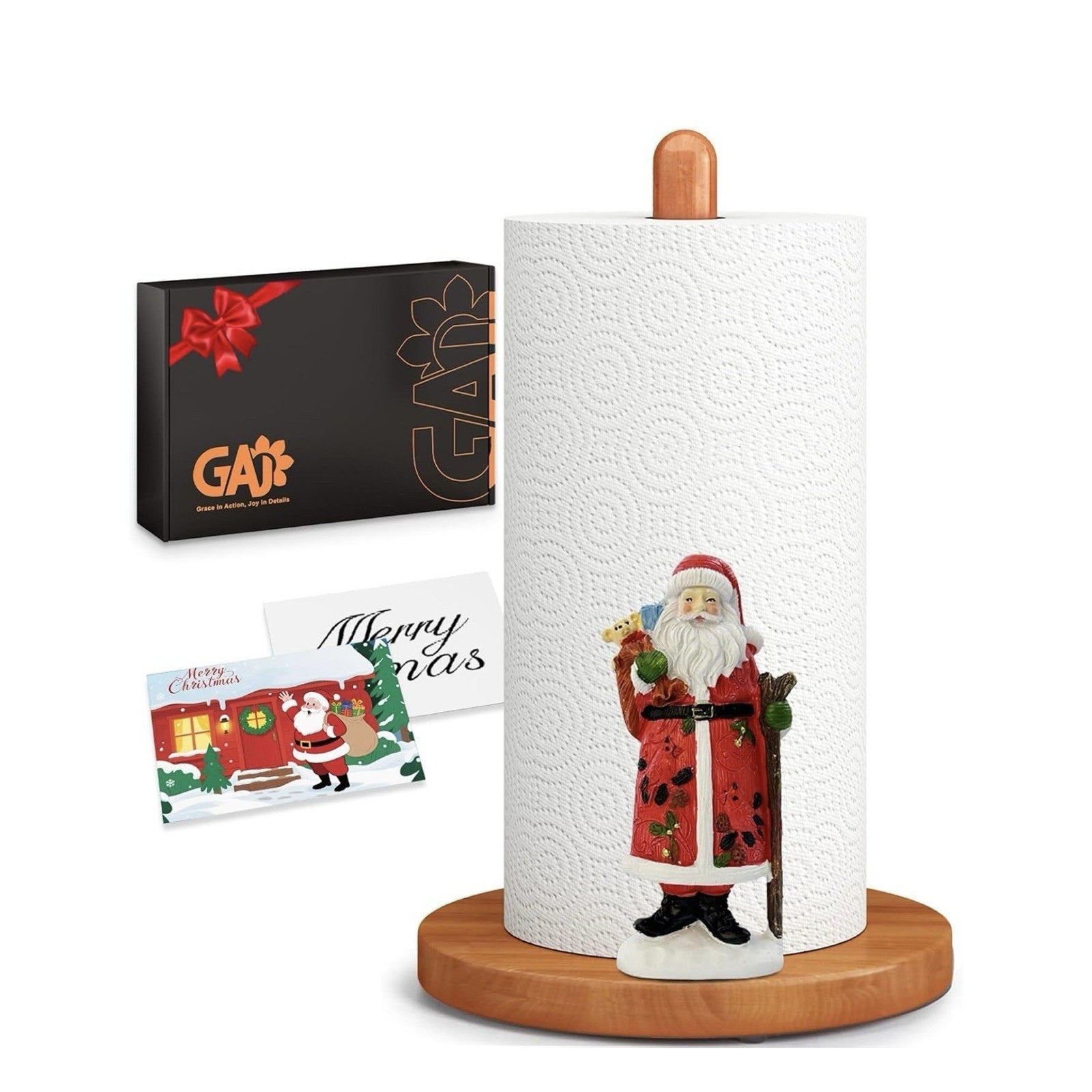 Christmas Paper Towel Holder With Santa GAJ Brand New