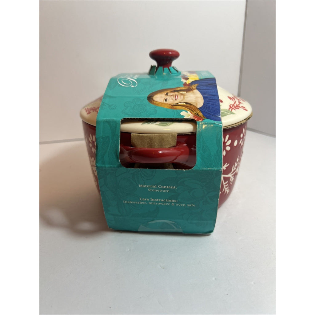 Pioneer Woman Pink Fancy Flourish Mini Casserole Stoneware Dish with Lid Floral