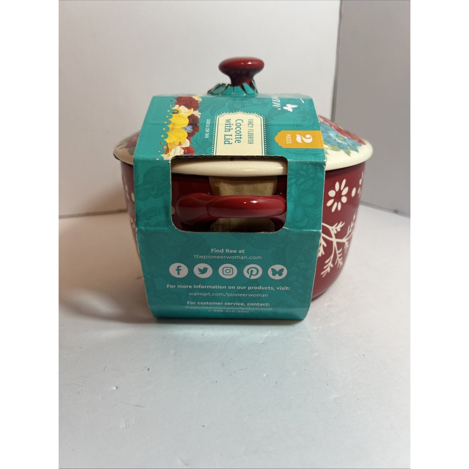 Pioneer Woman Pink Fancy Flourish Mini Casserole Stoneware Dish with Lid Floral