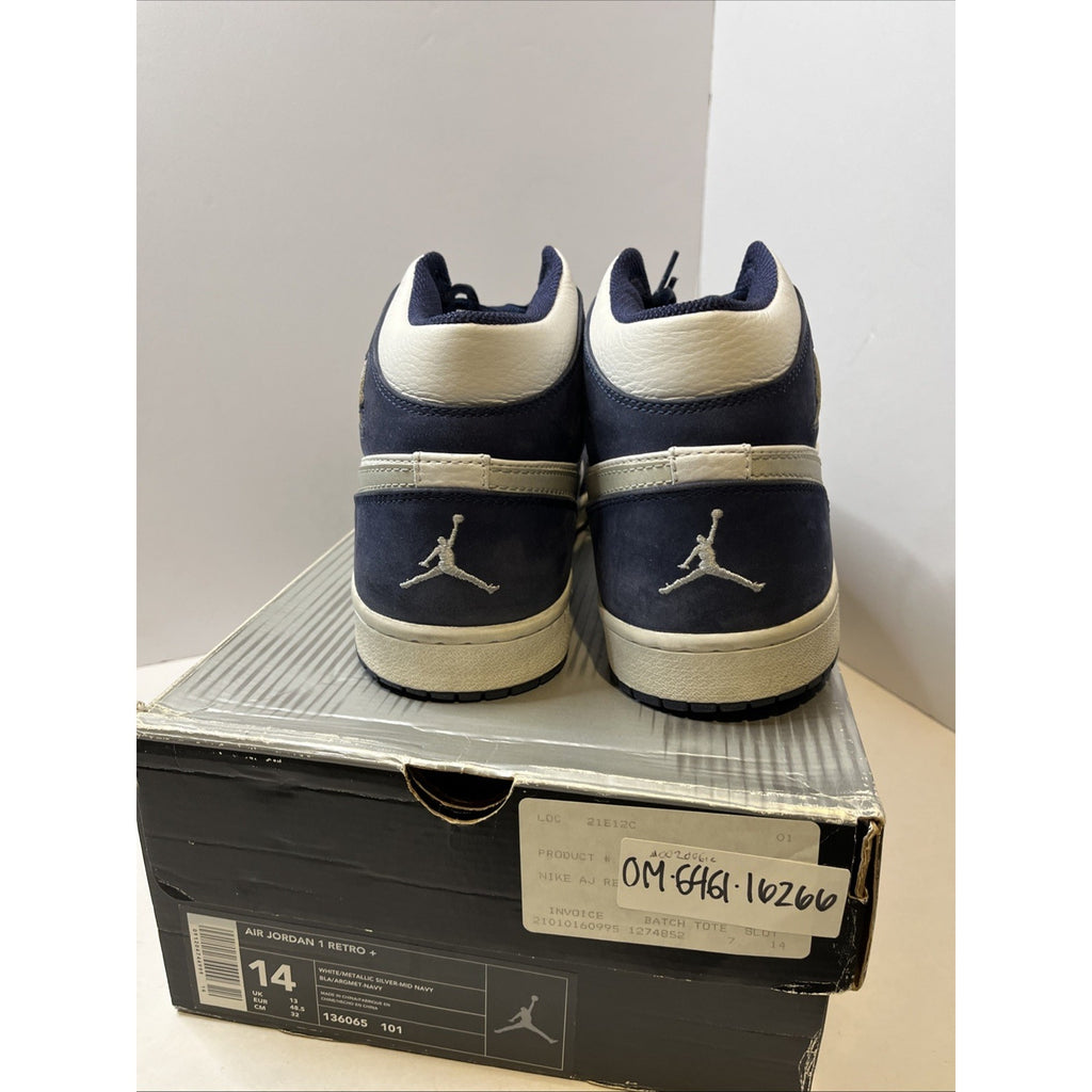 Size 14 Mens - Air Jordan 1 Retro White/ Metallic Silver- Mid Navy 2001