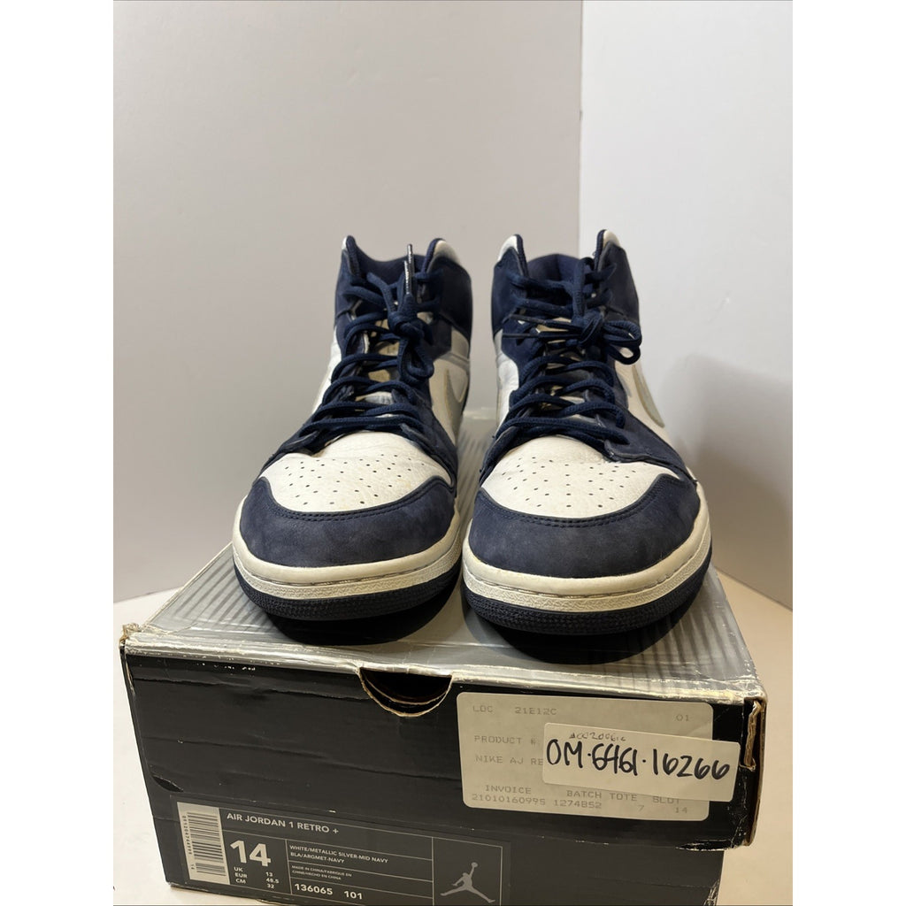 Size 14 Mens - Air Jordan 1 Retro White/ Metallic Silver- Mid Navy 2001
