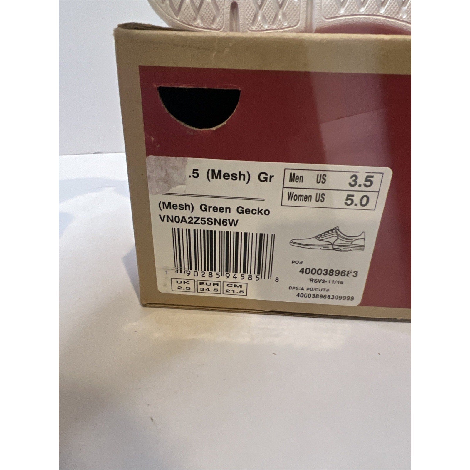 Size 3.5y - Vans Green Tennis Shoe