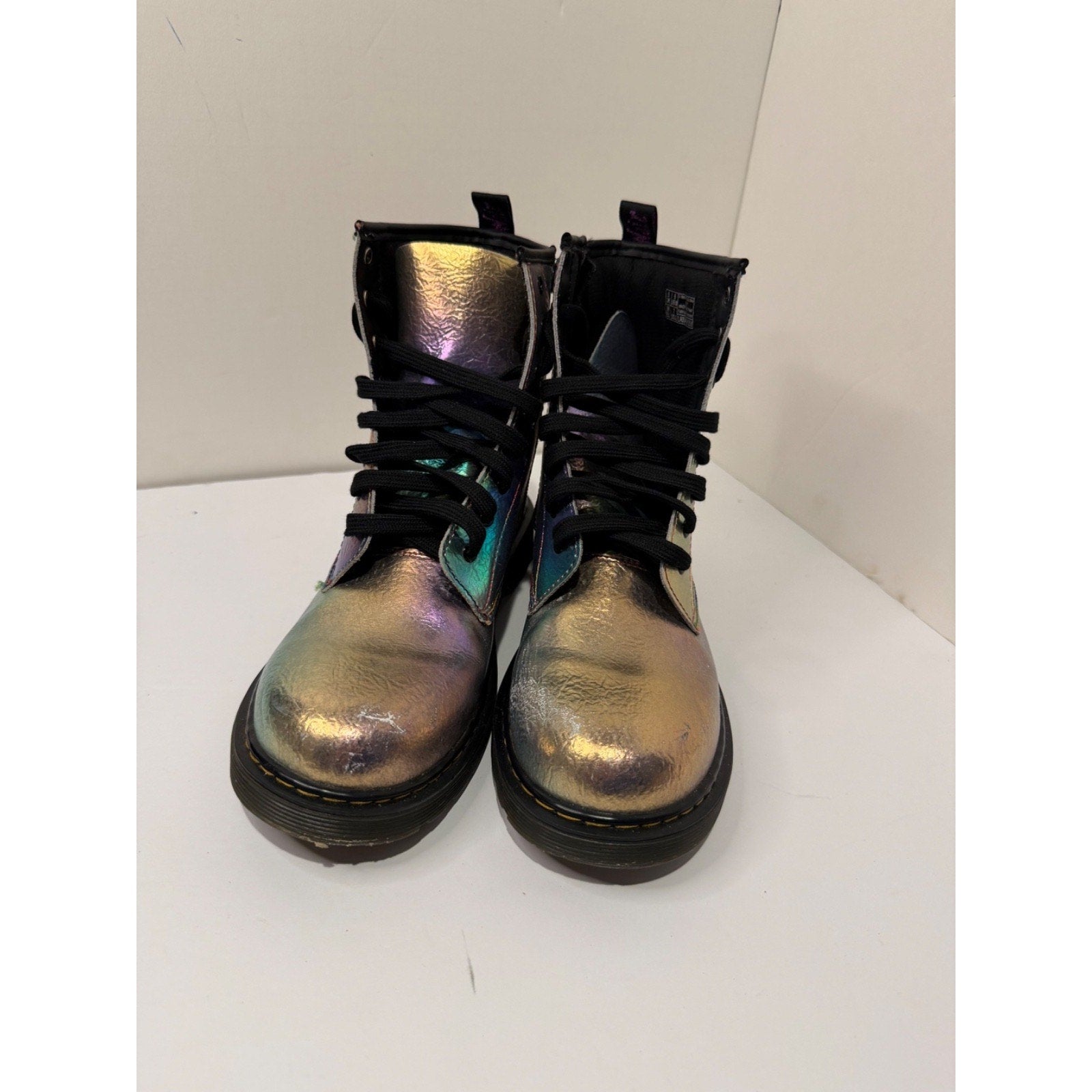 Dr Martens Junior 1460 Rainbow Crinkle Leather Lace Up Boots toddler Size 7