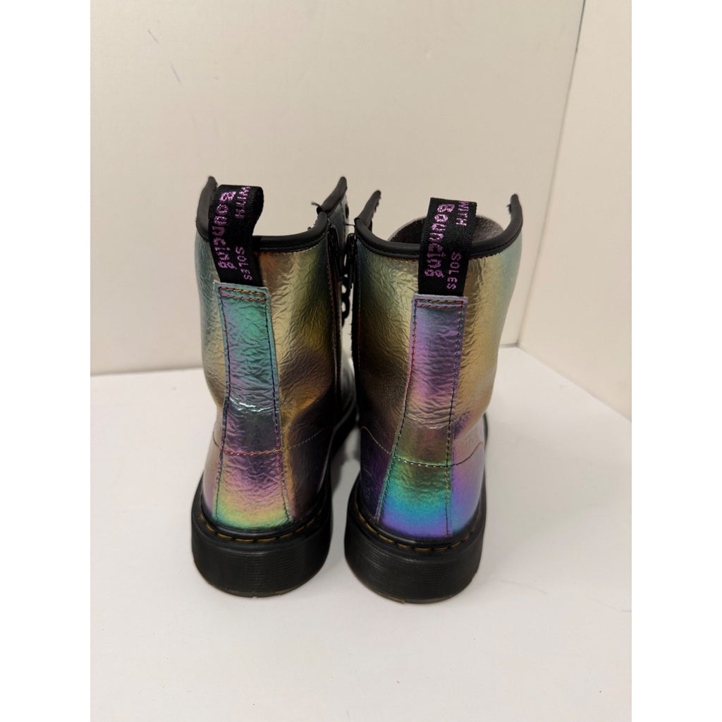 Dr Martens Junior 1460 Rainbow Crinkle Leather Lace Up Boots toddler Size 7