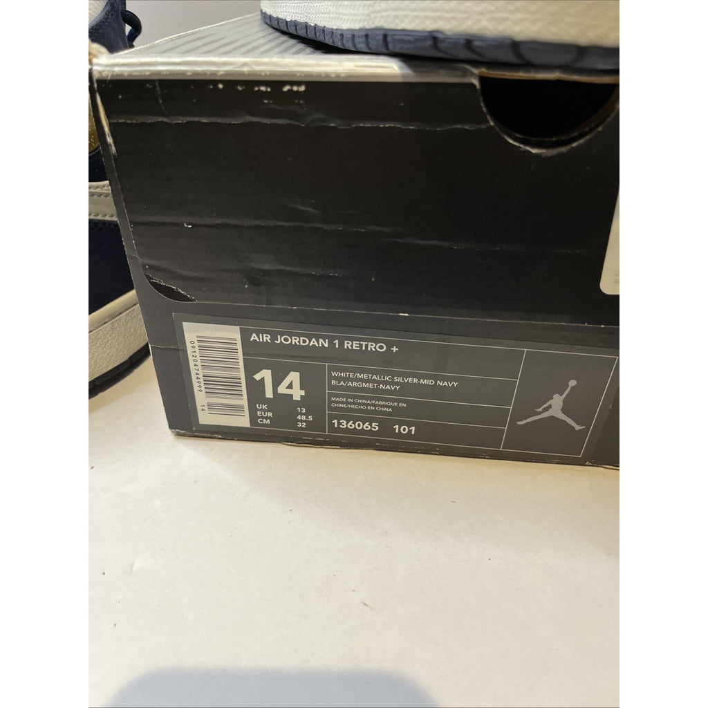Size 14 Mens - Air Jordan 1 Retro White/ Metallic Silver- Mid Navy 2001